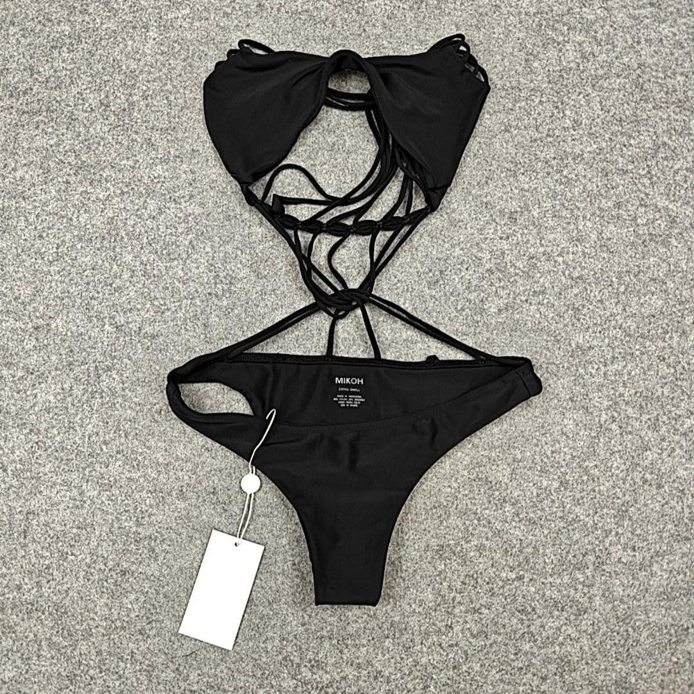 MIKOH Swimsuit Womens XS Black One Piece Strappy Cutout Monokini Bikini New